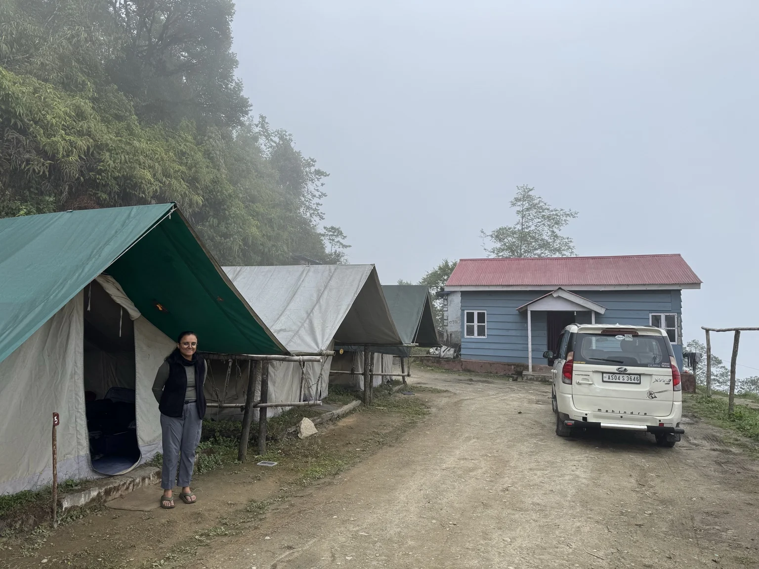 Morning mist at Bompu Camp